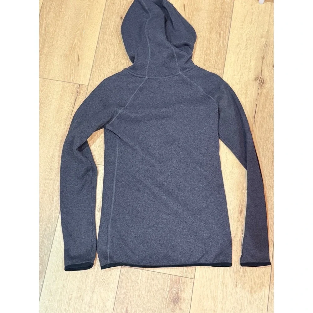 Nike Therma-FIT Womens Hoodie Small Gray Fleece Scuba‎ Neck Pullover Thumbholes
